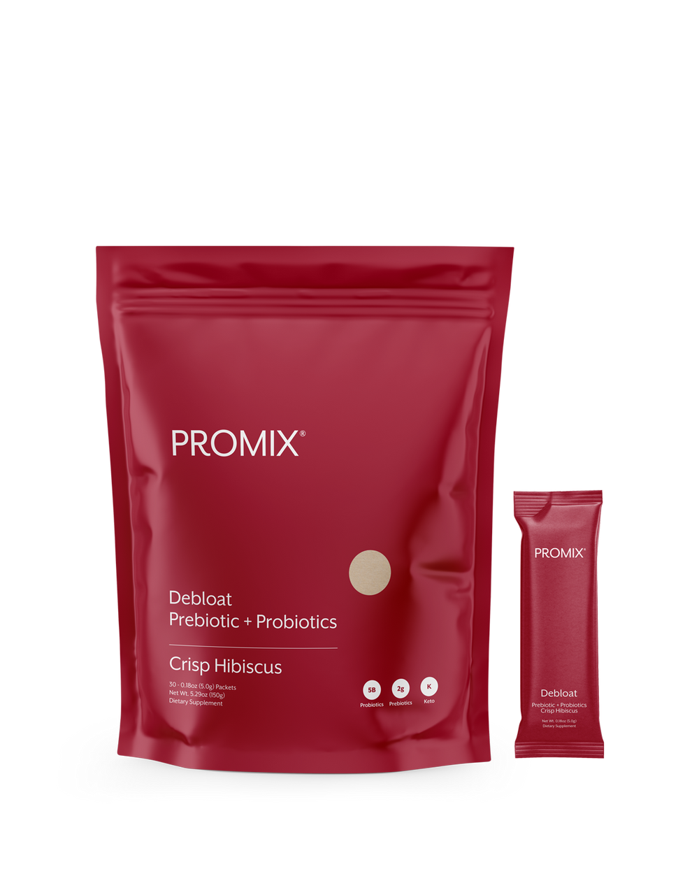 Crisp Hibiscus Debloat: Prebiotic + Probiotic, 30 Single Sticks