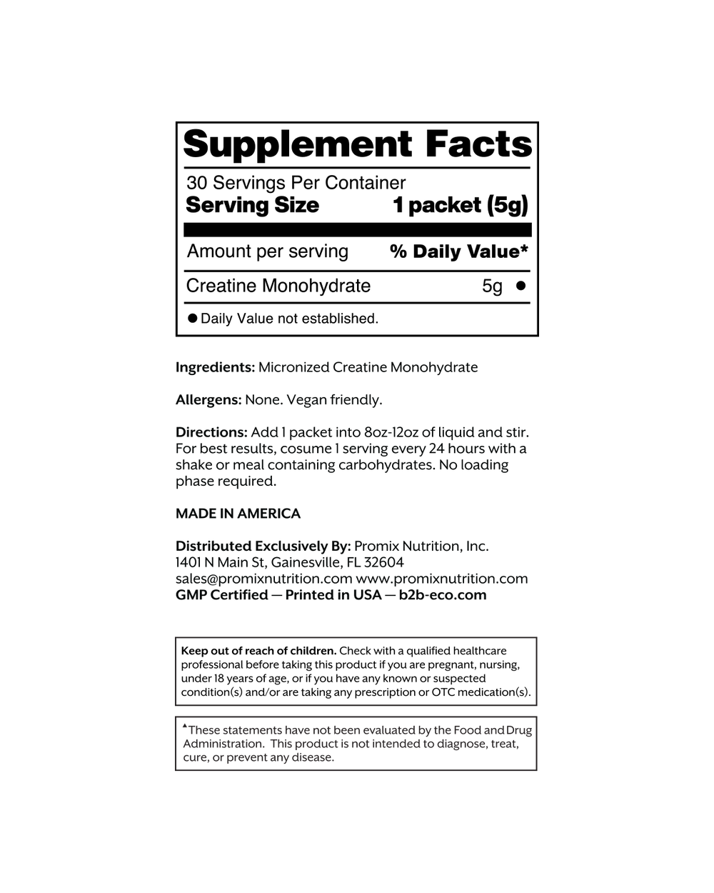 Non-GMO Creatine, 30 Single Sticks