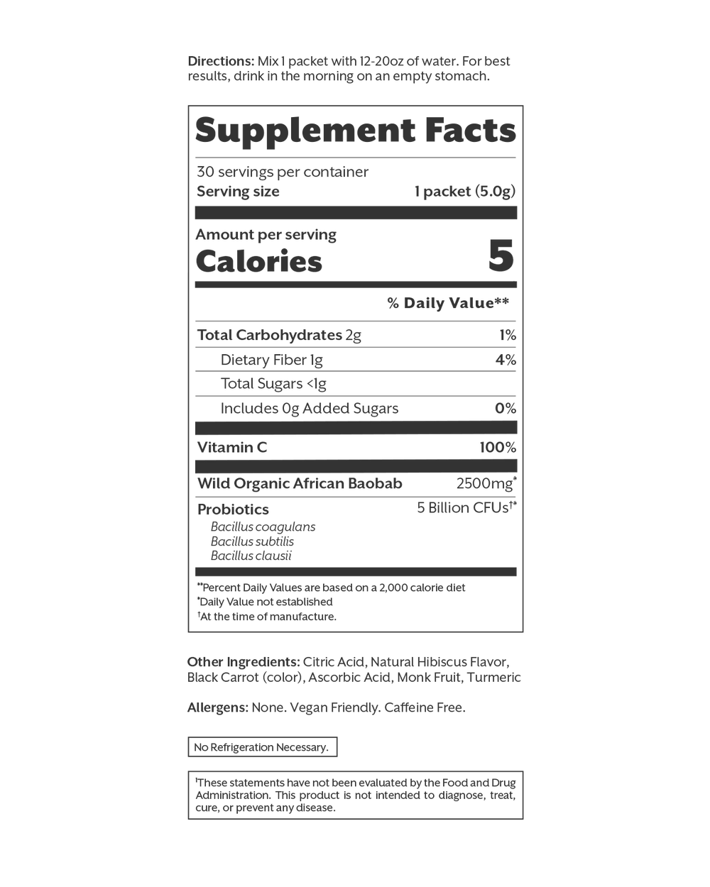 Crisp Hibiscus Debloat: Prebiotic + Probiotic, 30 Single Sticks