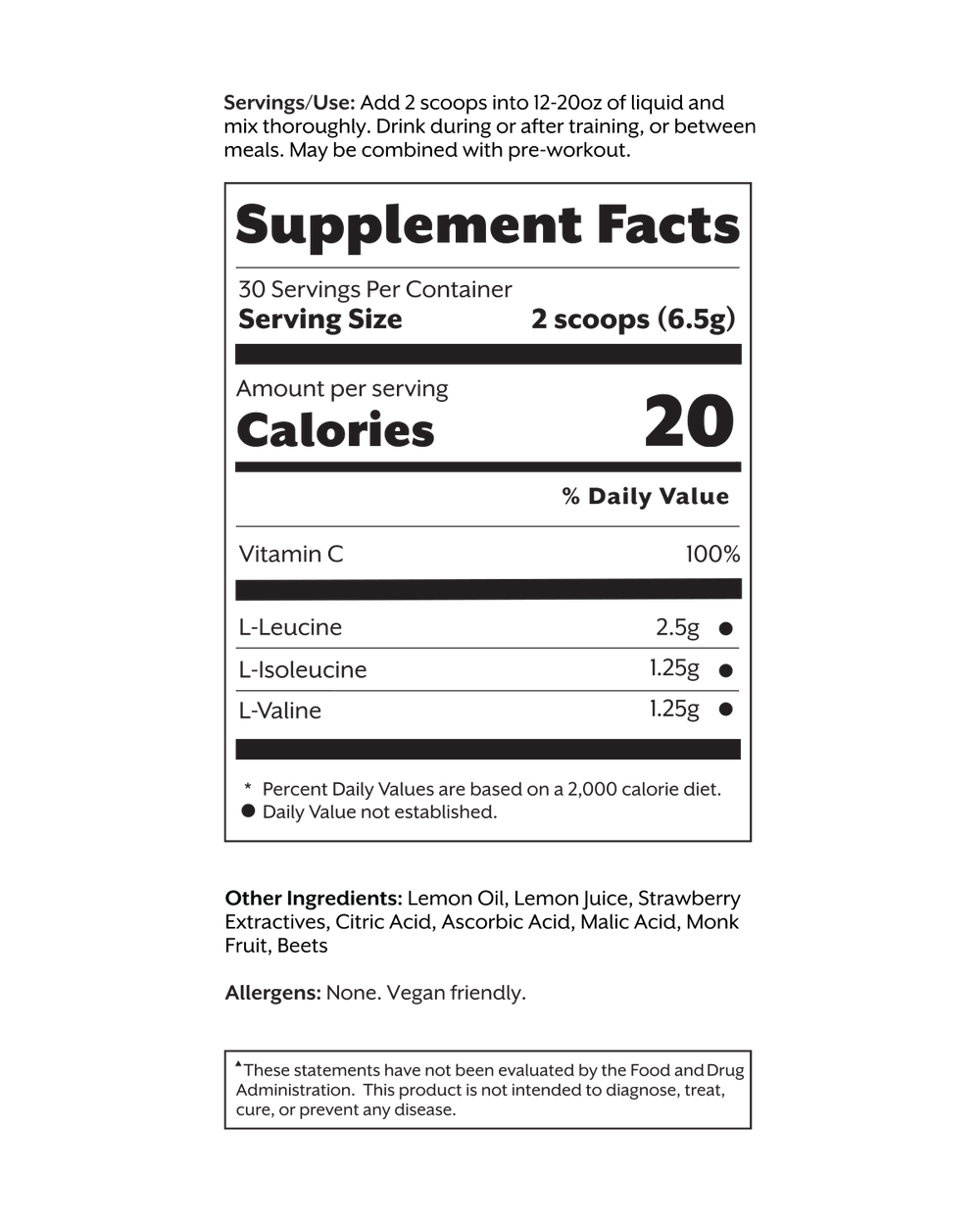 Strawberry Lemon BCAA Powder