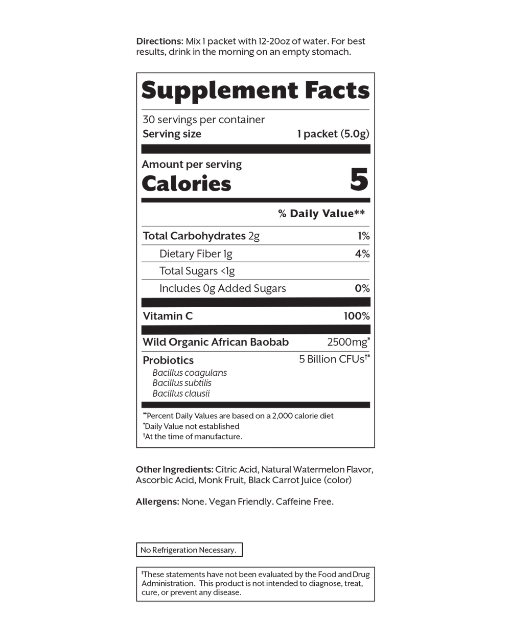 Fresh Watermelon Debloat: Prebiotic + Probiotic, 30 Single Sticks