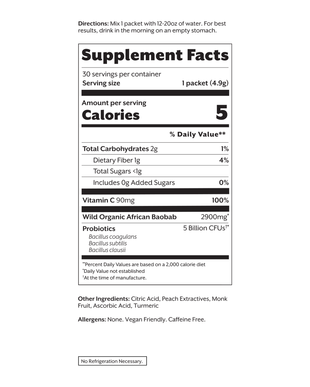 White Peach Debloat: Prebiotic + Probiotic, 30 Single Sticks