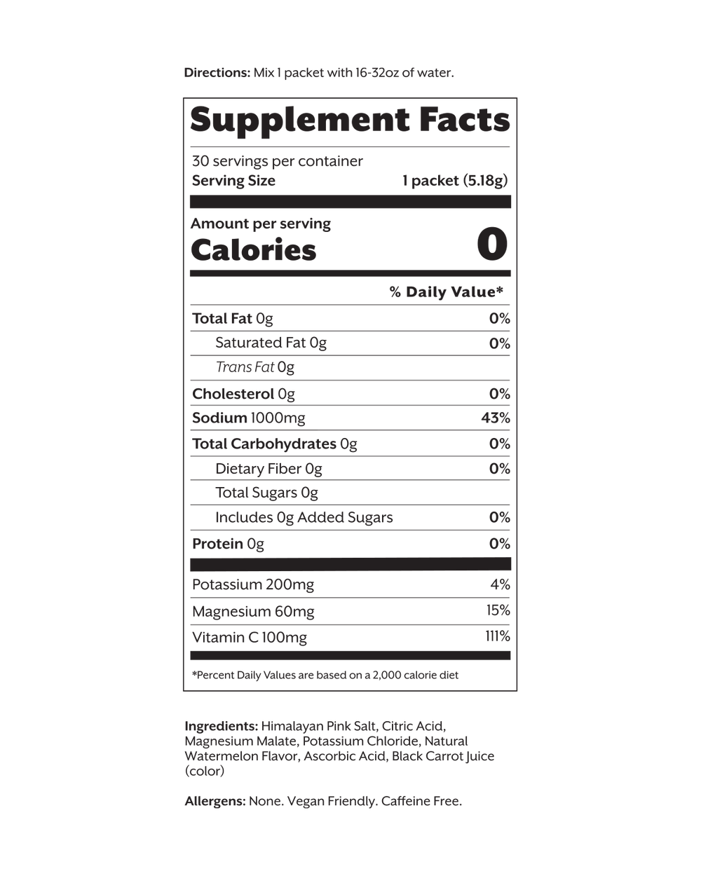 Salted Watermelon Electrolyte Drink Mix, Unsweetened