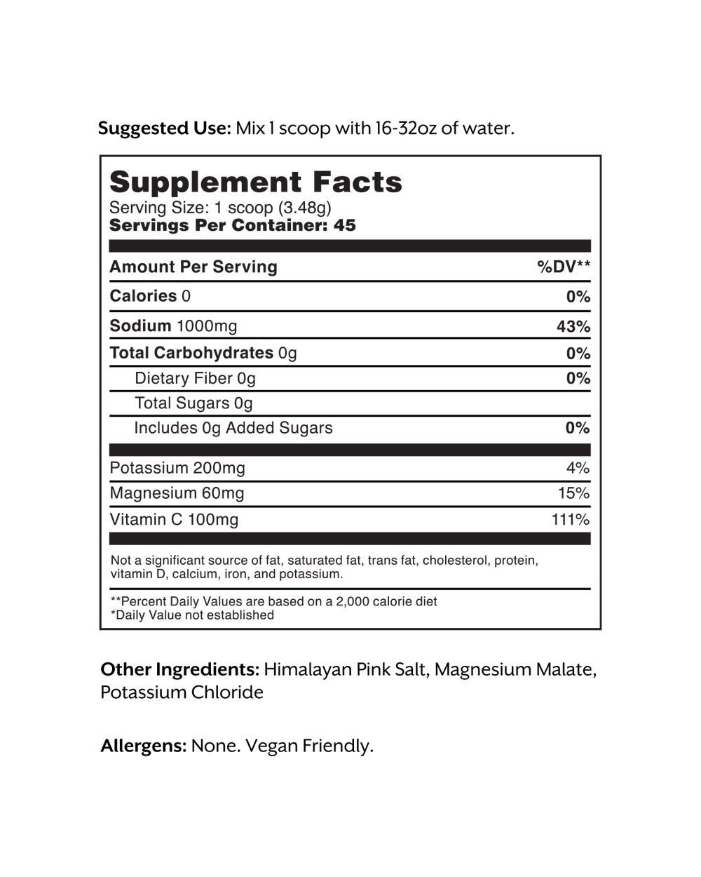 Unflavored Electrolyte Drink Mix