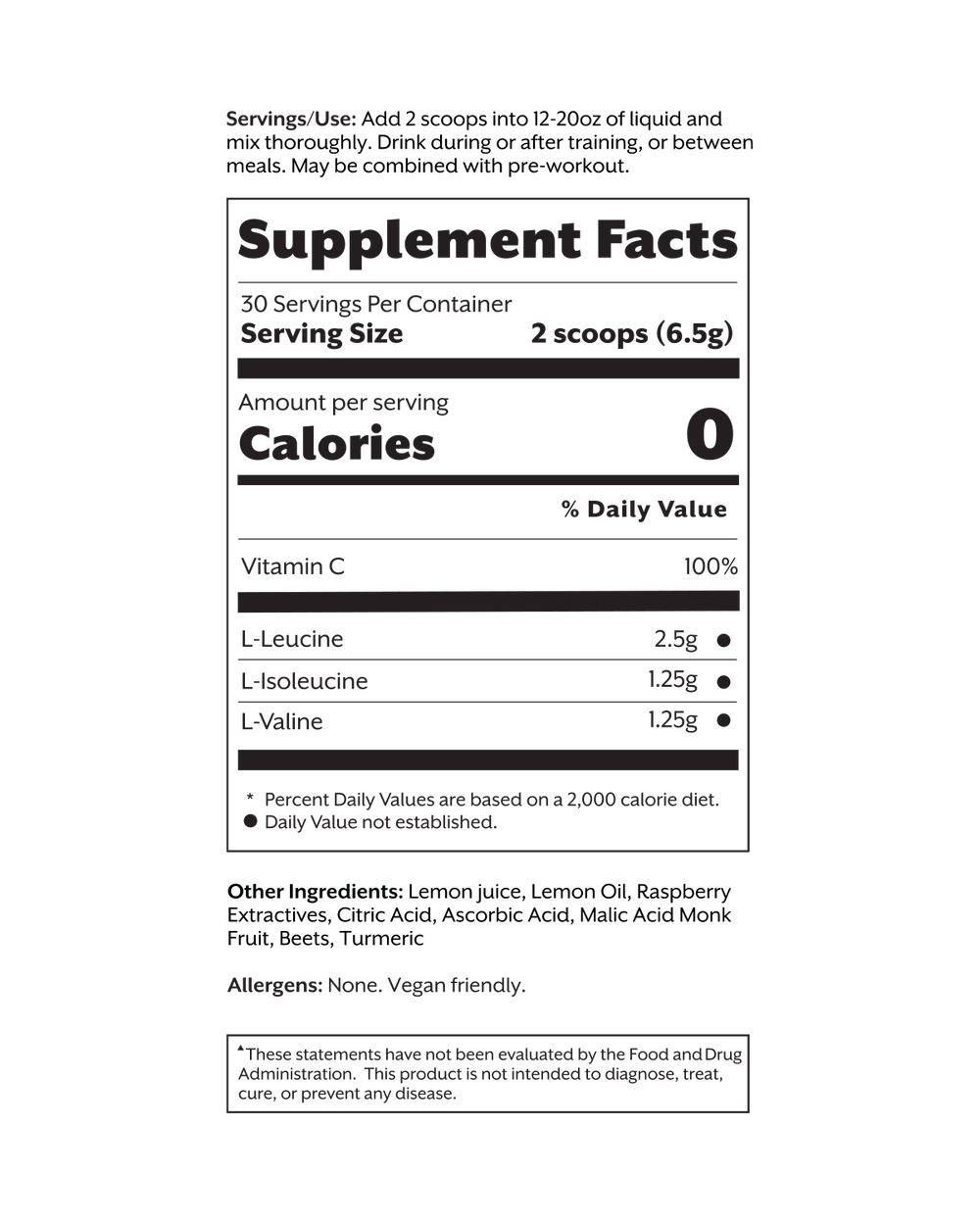 Raspberry Lemon BCAA Powder