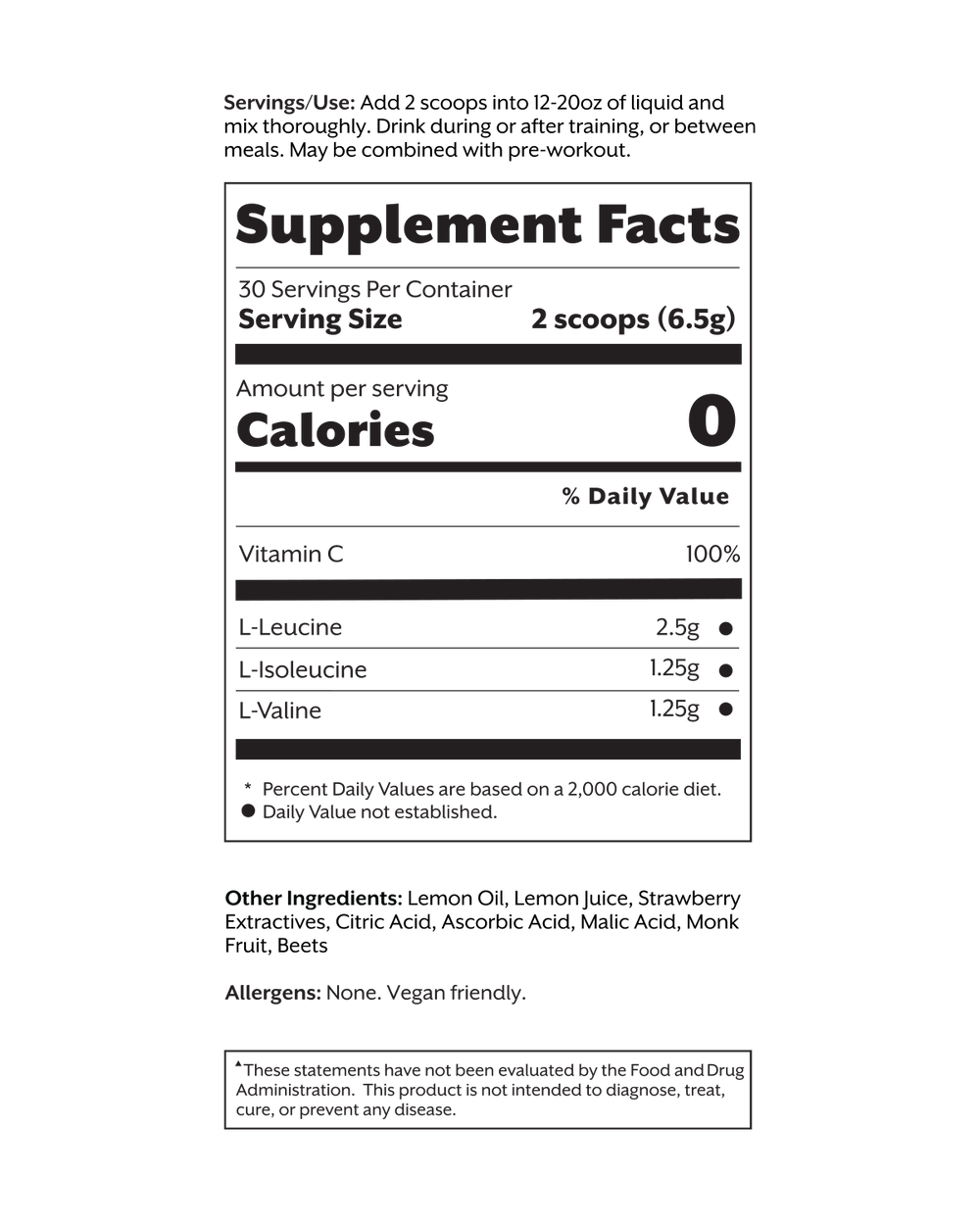 Strawberry Lemon BCAA Powder