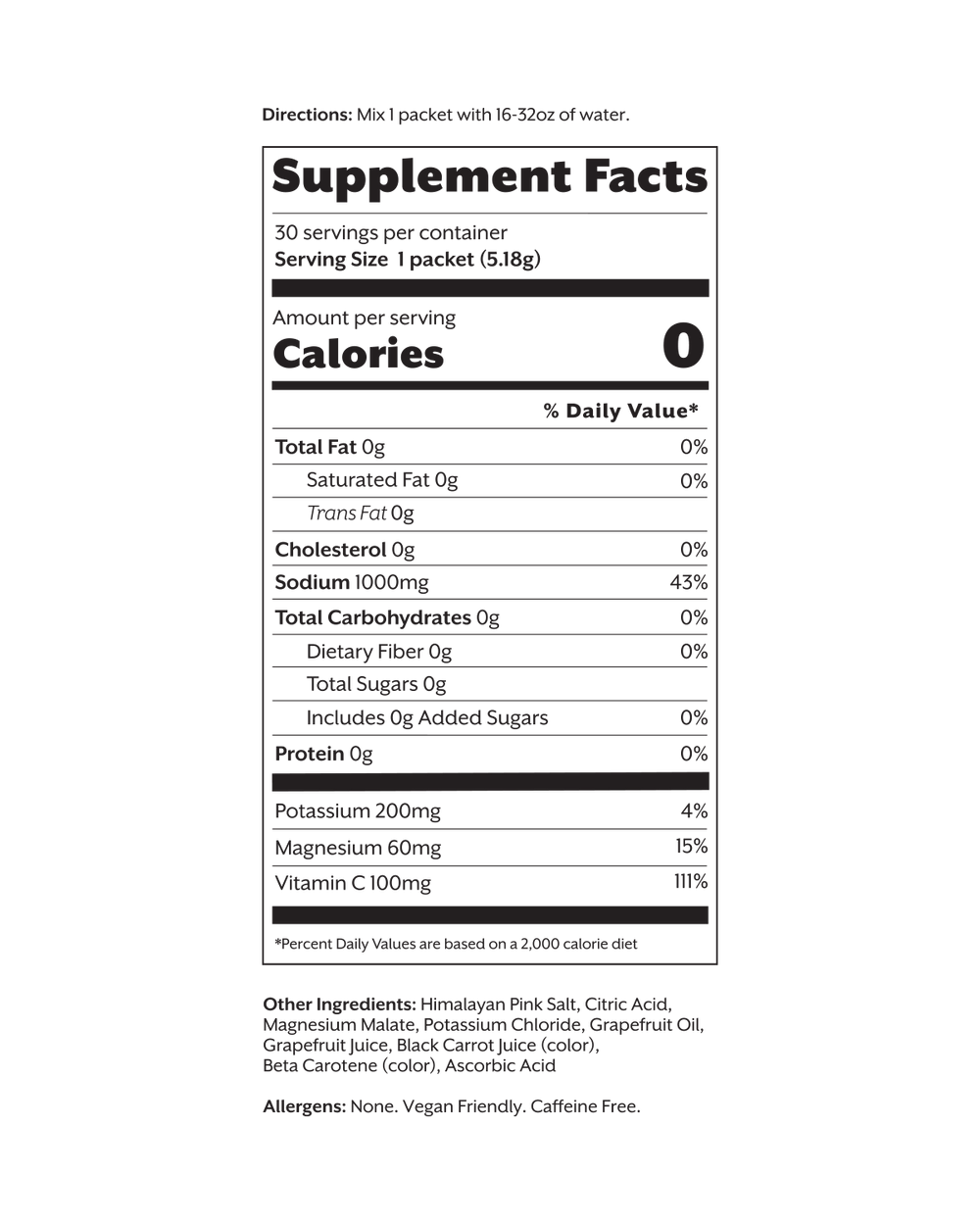 Grapefruit Electrolyte Drink Mix, 30 Single Sticks