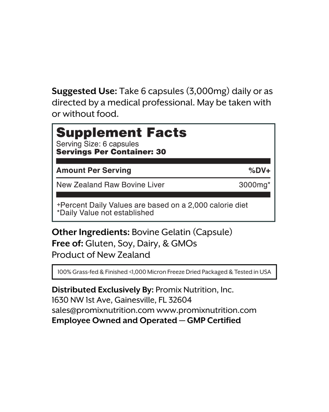 Promix Raw Liver Capsules