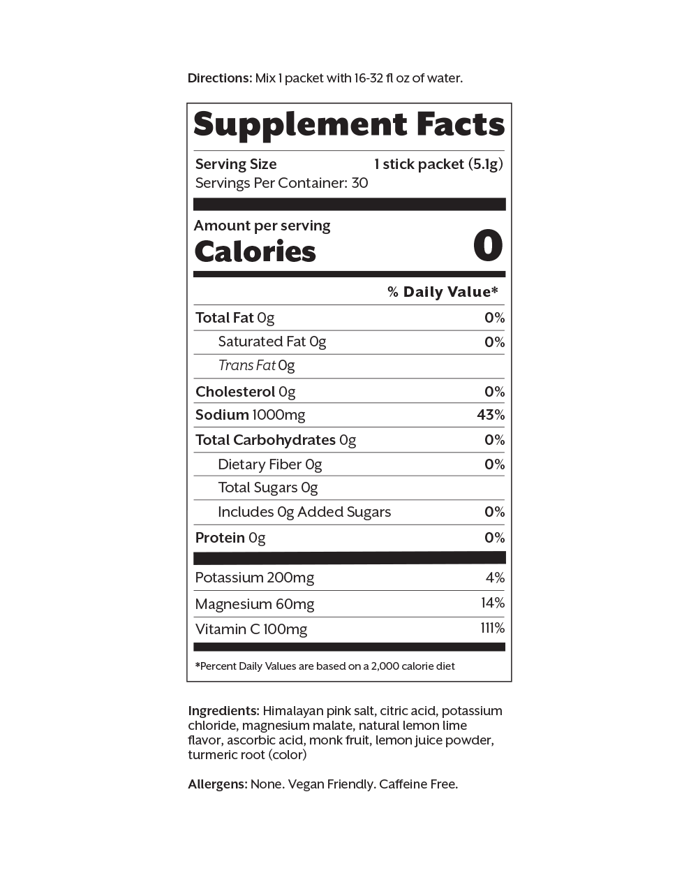 Lemon Lime Electrolyte Drink Mix