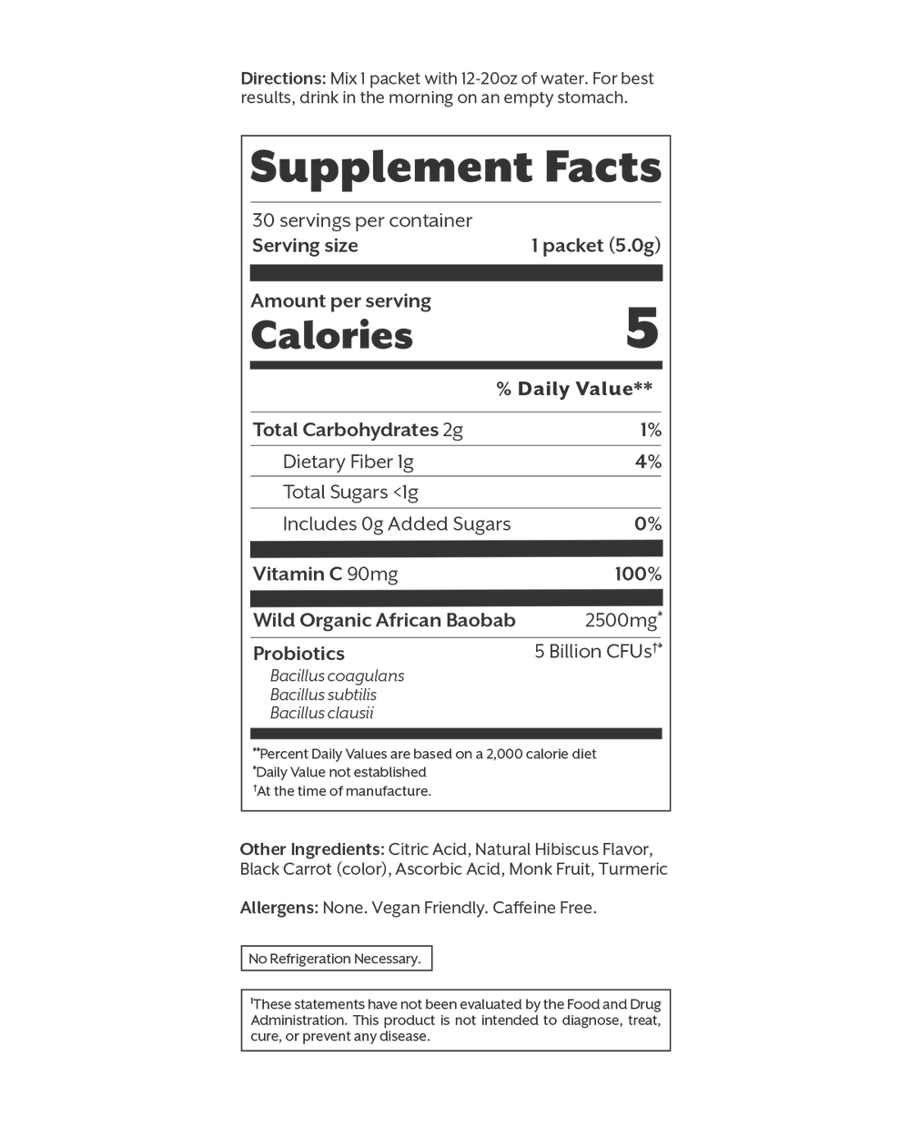 Crisp Hibiscus Debloat: Prebiotic + Probiotic, 30 Single Sticks