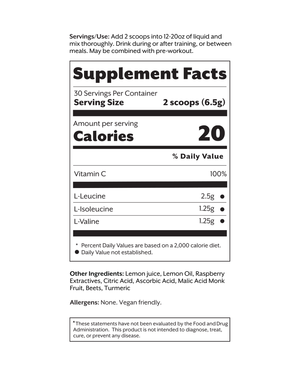 Raspberry Lemon BCAA Powder