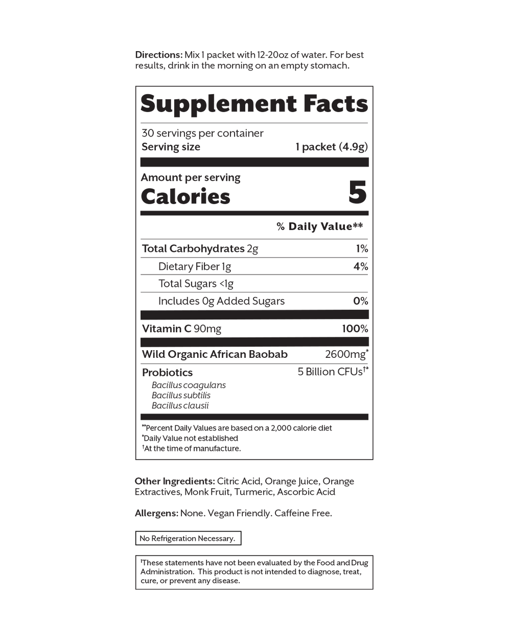 Debloat: Prebiotic + Probiotic Florida Orange, 30 Single Sticks