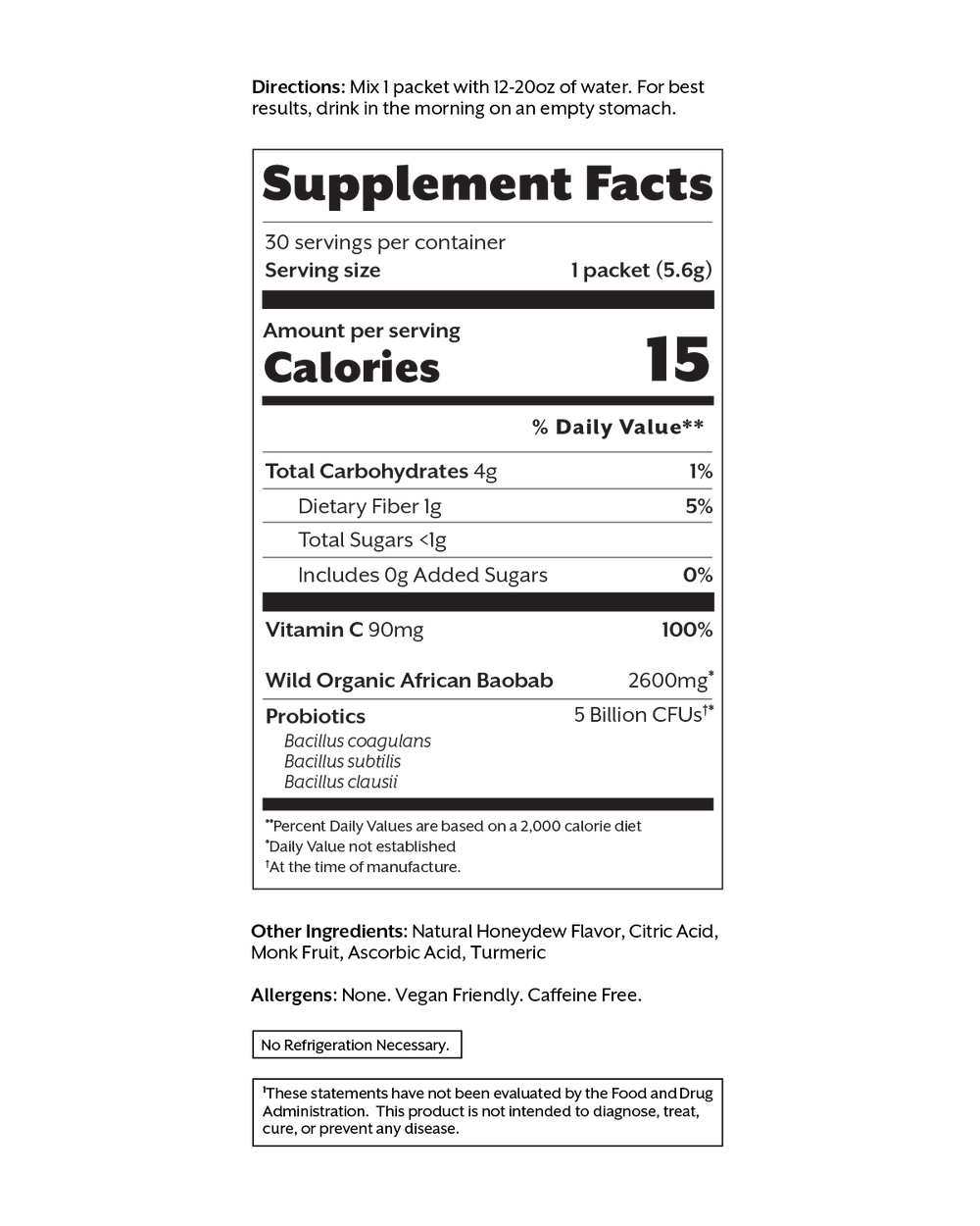 Summer Honeydew Debloat: Prebiotic + Probiotic, 30 Single Sticks
