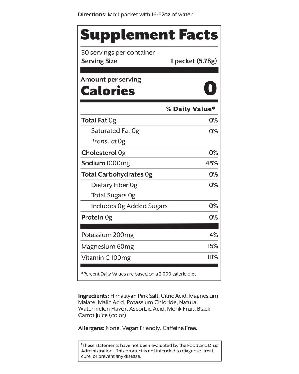 Salted Watermelon Electrolyte Drink Mix, Lightly Sweetened