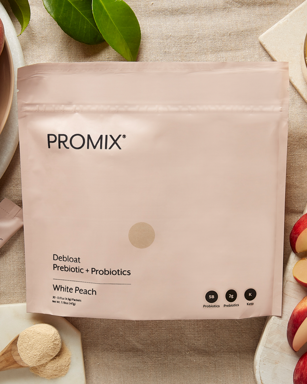 Promix Debloat Prebiotic + Probiotic Reviews White Peach Debloat: Prebiotic + Probiotic | Promix Nutrition®