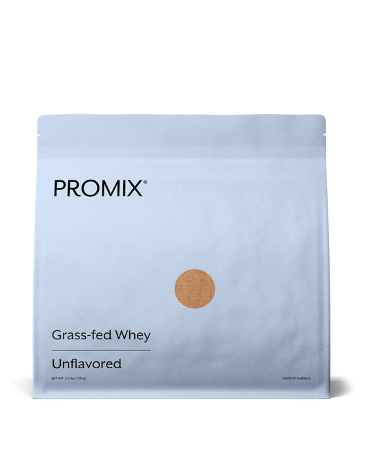Pouch of Promix unflavored grass-fed whey protein concentrate.