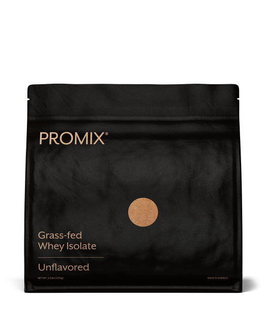 Pouch of Promix unflavored grass-fed whey protein isolate.
