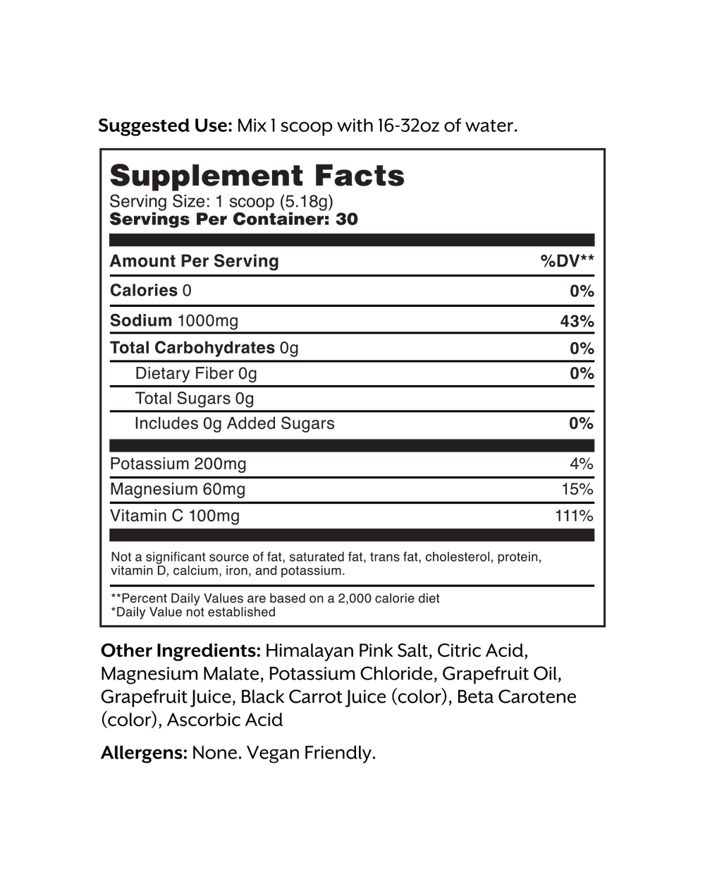 Grapefruit Electrolyte Drink Mix, 30 Serving Jar